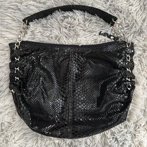 NWOT Black Snakeskin Pattern Shoulder Bag